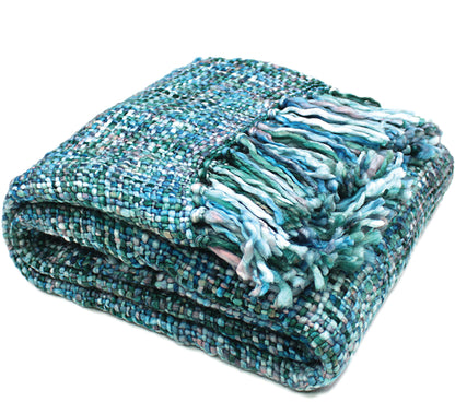 Rans Oslo Summer\Winter acrylic weaved Woven Throws 127x152cm | Cool Pool